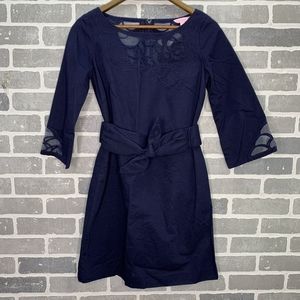 Lilly Pulitzer Navy Belted Bow Dress Size 4